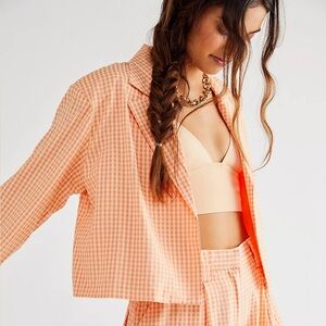 THE RAGGED PRIEST | Orange Gingham Blazer $99 Retail